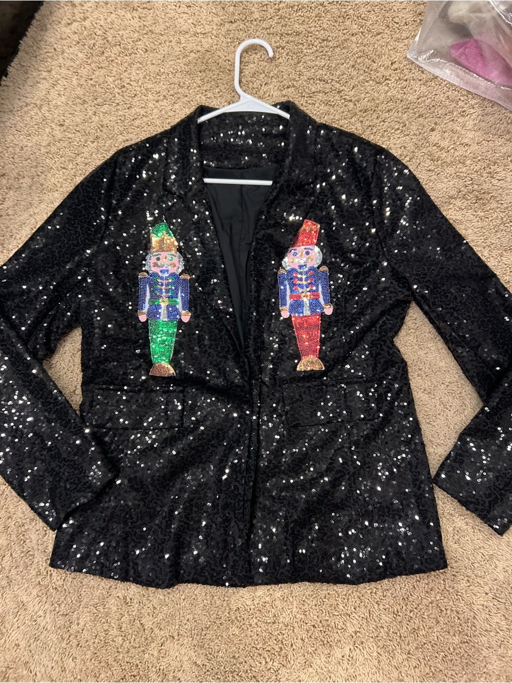 Sequin Nutcracker Holiday Blazer - Black